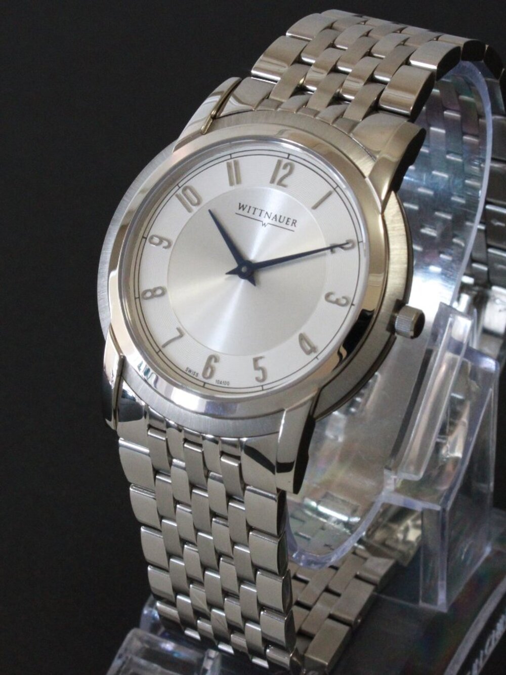 Wittnauer Men's Swiss Quartz Watch Silver Dial Applied Indices Blue Hands  39mm - Picture 4 of 13